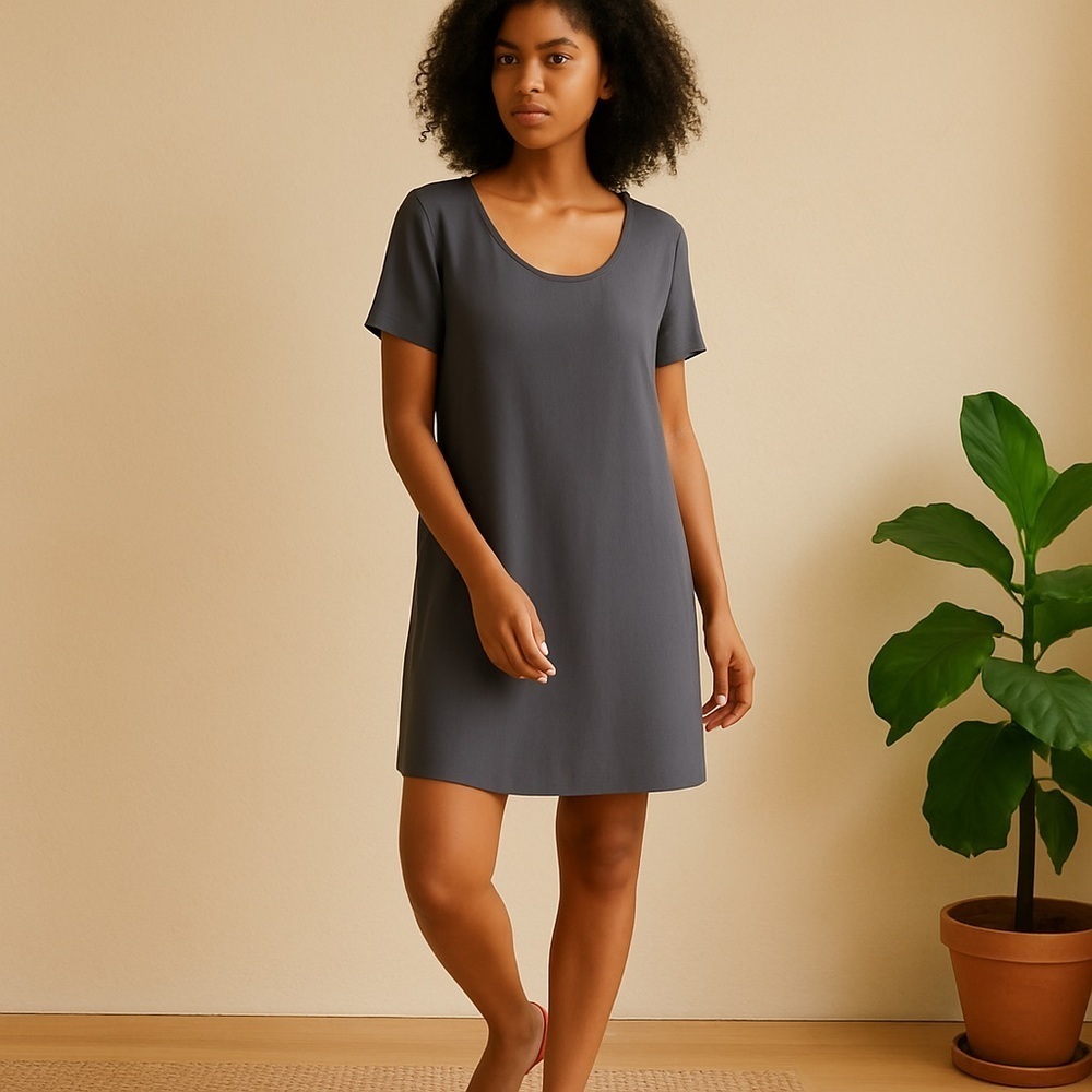 Wilfred Free Aritzia Teiigen Crepe Mini T-Shirt Dress — Dark Gray EUC S #2504